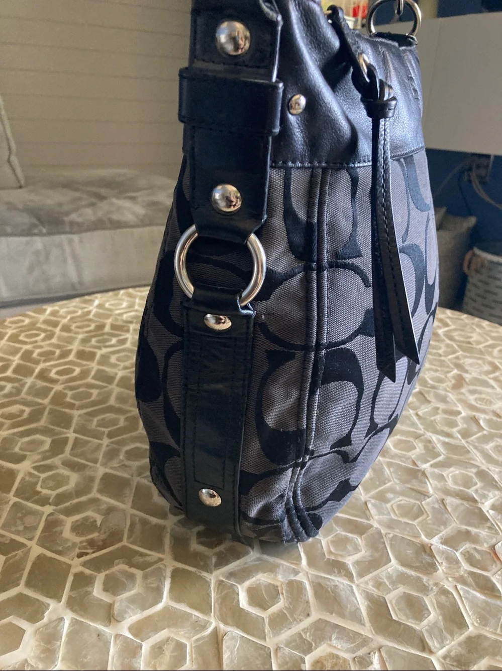 Coach Signature Zoe Vintage Hobo Signature Shoulder Bag